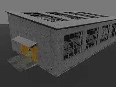 Big Industrial Warehouse Low-poly 3D model