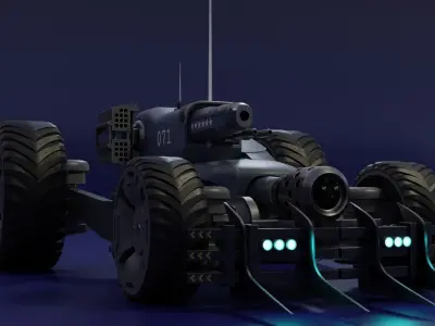 Sci Fi tank Hipoly model 3D model