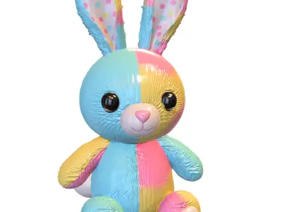 Pastel Patchwork Bunny Plush 3D model