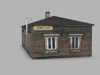 The building of the Priokskaya Railway Station Low-poly 3D model