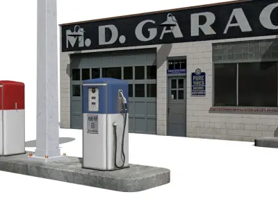 Gas station Low-poly 3D model