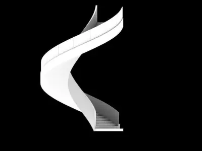 Staircase spiral made of glass and stainless steel Free 3D model