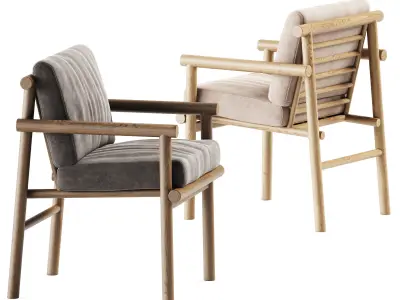 Paddle Table by Cruso and Ayana Chair by B B Italia  3D model
