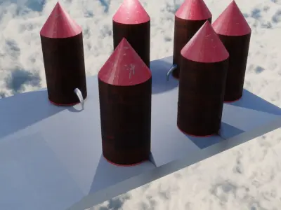 Silos group of missiles in sky Low-poly 3D model