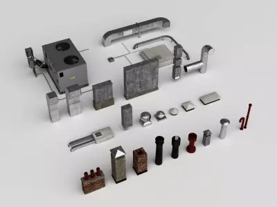 Industrial Rooftop Equipment    Urban Infrastructure Pack    Low-poly 3D model