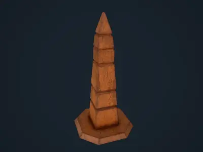Obelisk 1 wooden pole Low-poly 3D model