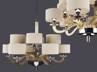 Tiepolo 12 Lights Fume Glass Chandelier 3D model