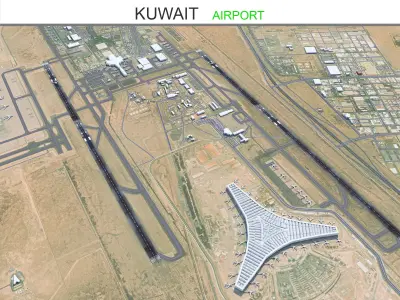 Kuwait Airport 10km Low-poly 3D model