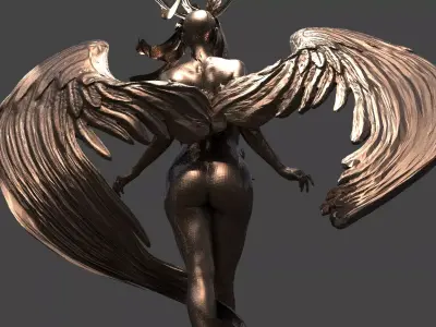 Angel Female statue wings 3 3D model