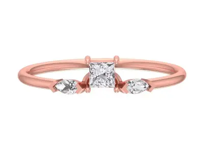 Solitaire Women Light Weight Band Ring 3D print model 3