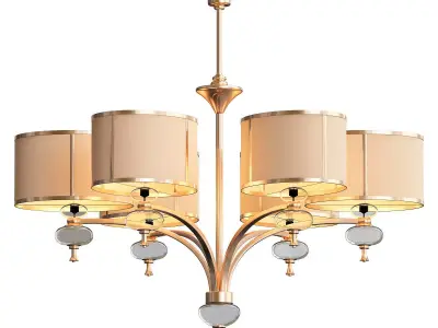 Classic gold chandelier with four shades 3D model