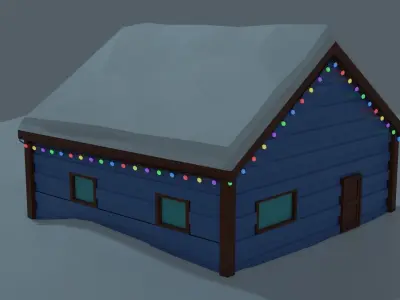 Christmas Suburb Game Ready Houses Low-poly 3D model