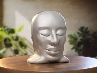 Modern human head Headphone Stand Cyborg Headset Stand 3D print model