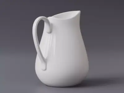 Realistic White Ceramic Jug and Cup  Free 3D model