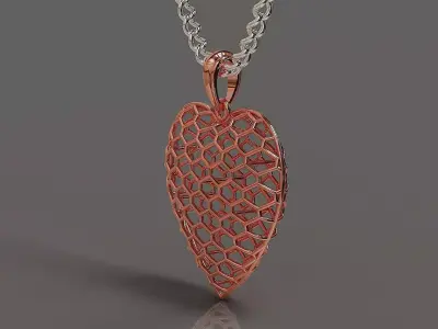 Honeycomb Geometric Heart necklace 3D print model
