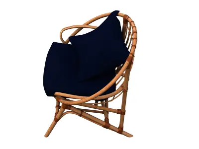 Armchair rattan chair with cushion 3D model