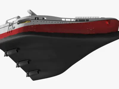  Seismic Research Vessel with Helideck White and Red 