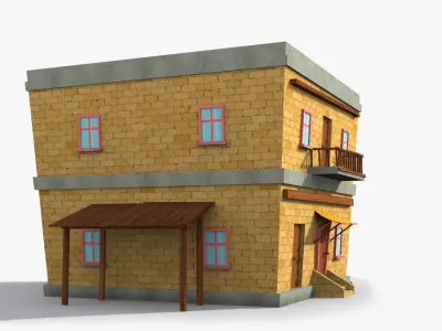 Cartoon House v Low-poly 3D model