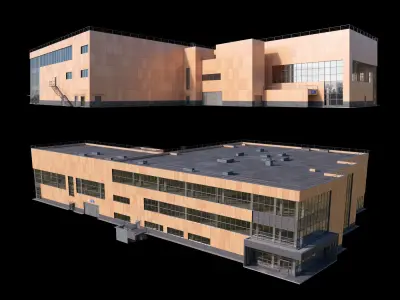 Shopping mall with parking building 3D model