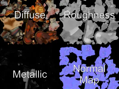 Zombie Adventurer Character Model  Rigged and Animated Low-poly 3D model