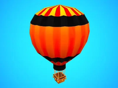 HOT AIR BALLOON CARTOON STYLIZED 06 Low-poly 3D model