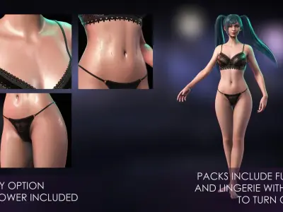 Streetwear Girl 1-10 - School Wear Girls Pack Game-Ready Low-poly 3D model