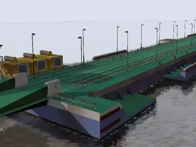 Floating bridge canal 3d model Low-poly 3D model