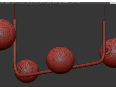 Marcan 4 Ball Chandelier Black Line Low-poly 3D model