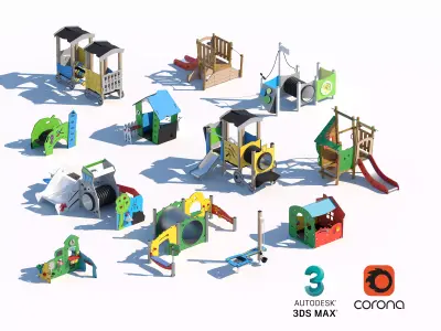 Creative Themed Playground Equipment Set 3D model