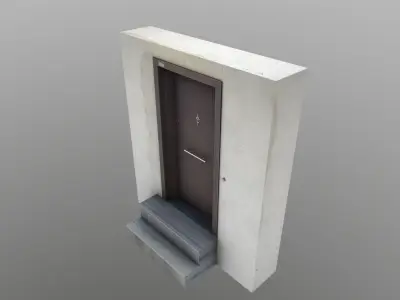 Door Street Model with Clean and Dirty textures  Low-poly 3D model