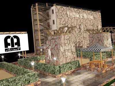 3D model of rock climbing and rappelling site with full details 3D model