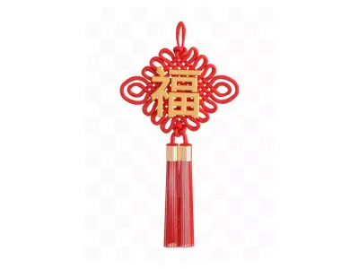 C4D model  red happy Chinese knot 3D model
