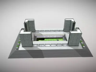 National Library of France Low-poly 3D model