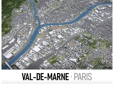 Paris - Val-de-Marne Low-poly 3D model