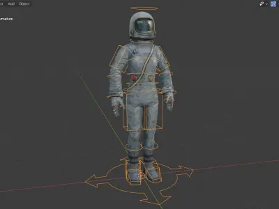 Male and female Space suit rigged Low-poly 3D model