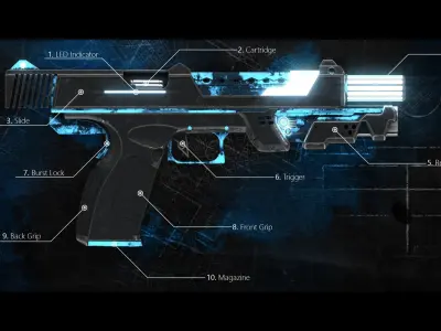 Hybrid-R900 - sci-fi gun 3D model