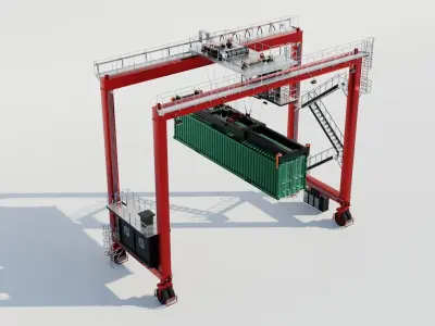 Rubber Tyred Gantry Crane - Harbour crane 3D model