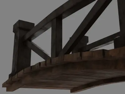 Wooden Bridge Low-poly 3D model