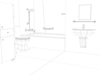 Cartoon Bathroom Low-poly 3D model