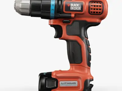 Black Decker EGBL108K cordless drill and screwdriver Low-poly 3D model