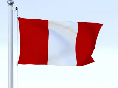Animated Peru Flag Low-poly 3D model