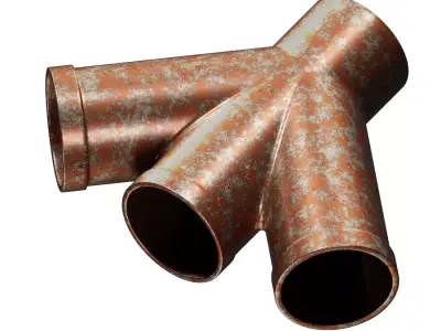 Rusty Steel Fitting Double Y 3D model