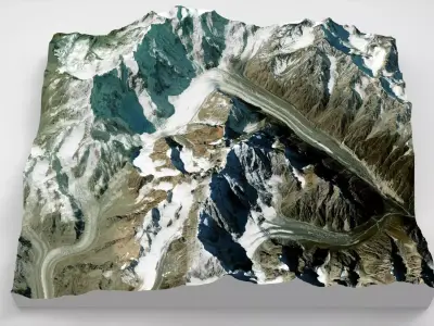 Mountain landscape Ullu Chyran glacier Caucasus  3D model
