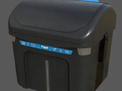Spanish Blue Paper Recycling Bin Urban Street Container  3D model