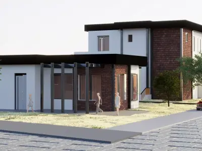Social House 3D Model Low-poly 3D model