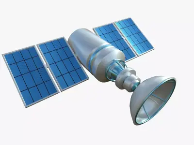 Satellite D03 White Blue - SciFi Space Design Low-poly 3D model
