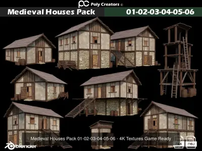 50- Medieval Houses Collection - 4K Textures Game Ready 3D Model Pack