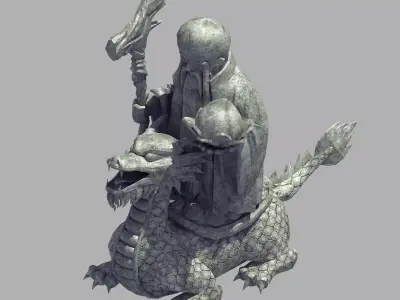 Mountain Stone Sculpture - Animal Statue 03 3D model