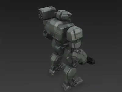 Futuristic Cartoon Battle Robot PBR 3D Model 3D model