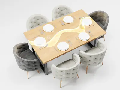 Illuminated Elegance Dining Table Low-poly 3D model